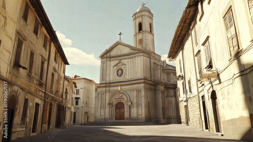 Fototapeta premium Historic church in a quaint town square