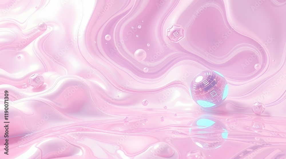 Sci-Fi Futuristic Liquid Sphere in Soft Pastels Sci-Fi Futuristic Liquid Sphere in Soft Pastels