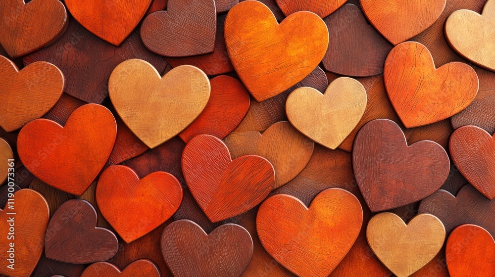Obraz premium A seamless texture of overlapping hearts in warm tones.
