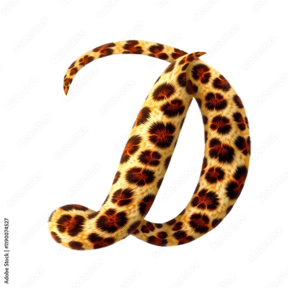 Naklejka premium Realistic leopard print letter d isolated on white background.