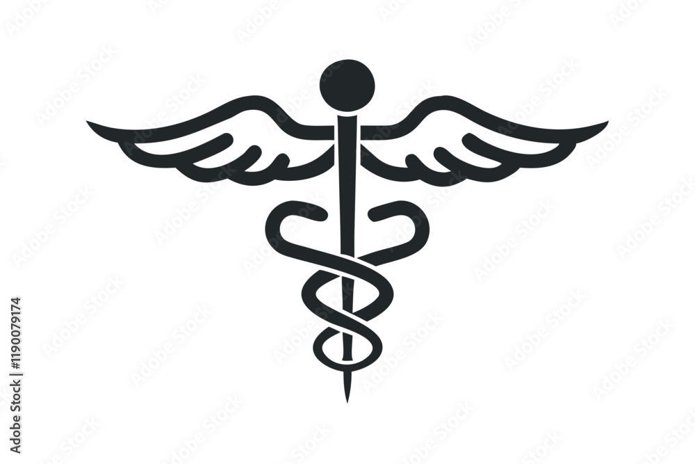 Simple Medical Caduceus Symbol Isolated on White Simple Medical Caduceus Symbol Isolated on White