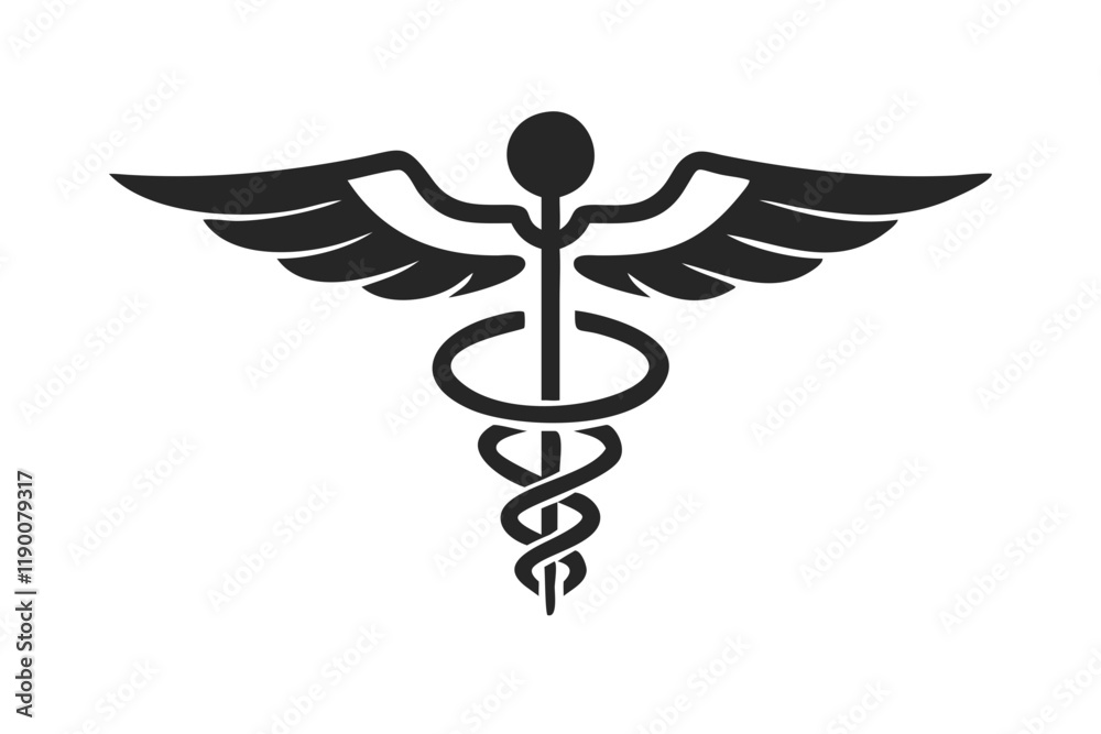 Simple Medical Caduceus Symbol Isolated on White Simple Medical Caduceus Symbol Isolated on White