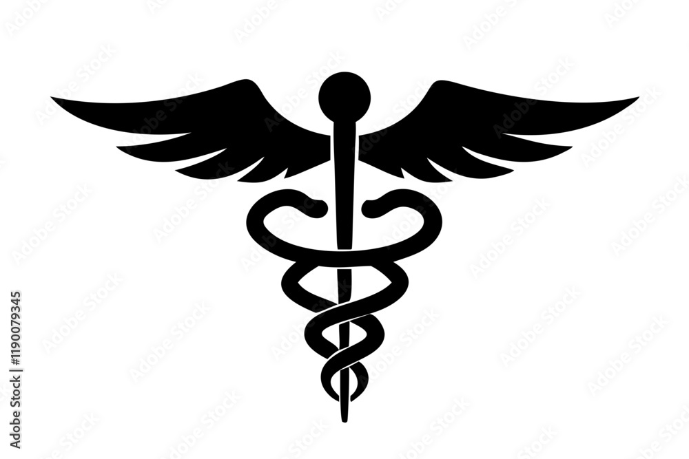 Simple Medical Caduceus Symbol Isolated on White Simple Medical Caduceus Symbol Isolated on White