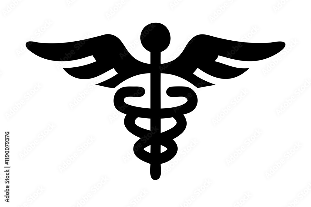 Simple Medical Caduceus Symbol Isolated on White Simple Medical Caduceus Symbol Isolated on White