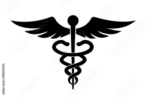 Simple Medical Caduceus Symbol Isolated on White