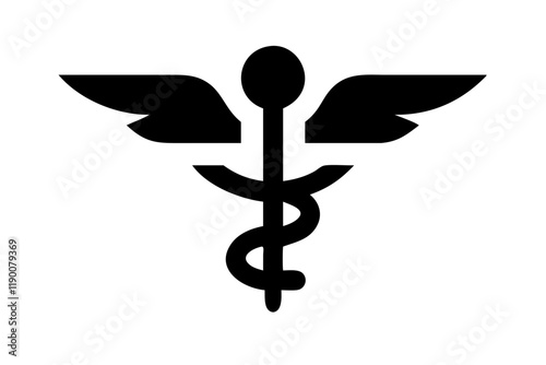 Simple Medical Caduceus Symbol Isolated on White