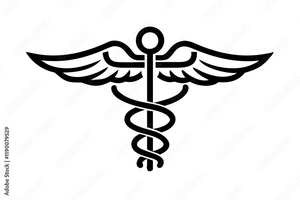 Simple Medical Caduceus Symbol Isolated on White Simple Medical Caduceus Symbol Isolated on White