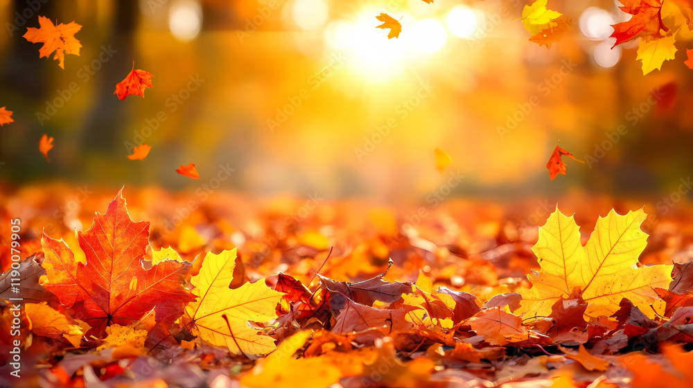 Autumn forest in golden sunlight Autumn forest in golden sunlight