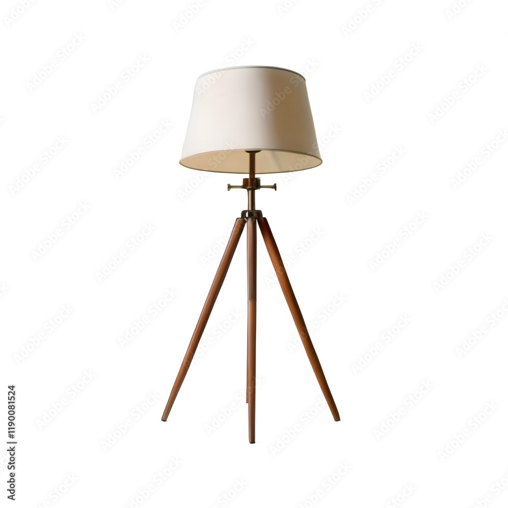 Isolated Mid-century Modern Tripod Floor Light With a Fabric Shade on a Transparent Background Png, 3d Light, Cut Out Light Isolated Mid-century Modern Tripod Floor Light With a Fabric Shade on a Transparent Background Png, 3d Light, Cut Out Light