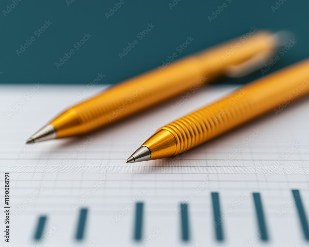 Business model innovation. Two orange pens on graph paper background Business model innovation. Two orange pens on graph paper background