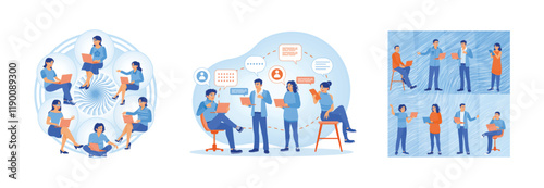 Illustration of teamwork and communication in a collaborative work environment.