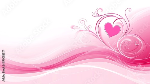 Pink Heart Design with Swirling Floral Background