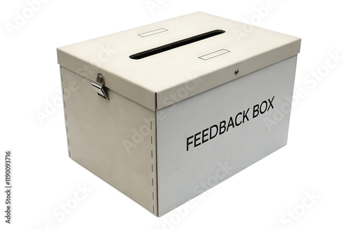 White metal suggestion box isolated with transparent background