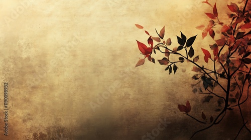 Autumnal Branch Silhouette Against Textured Background