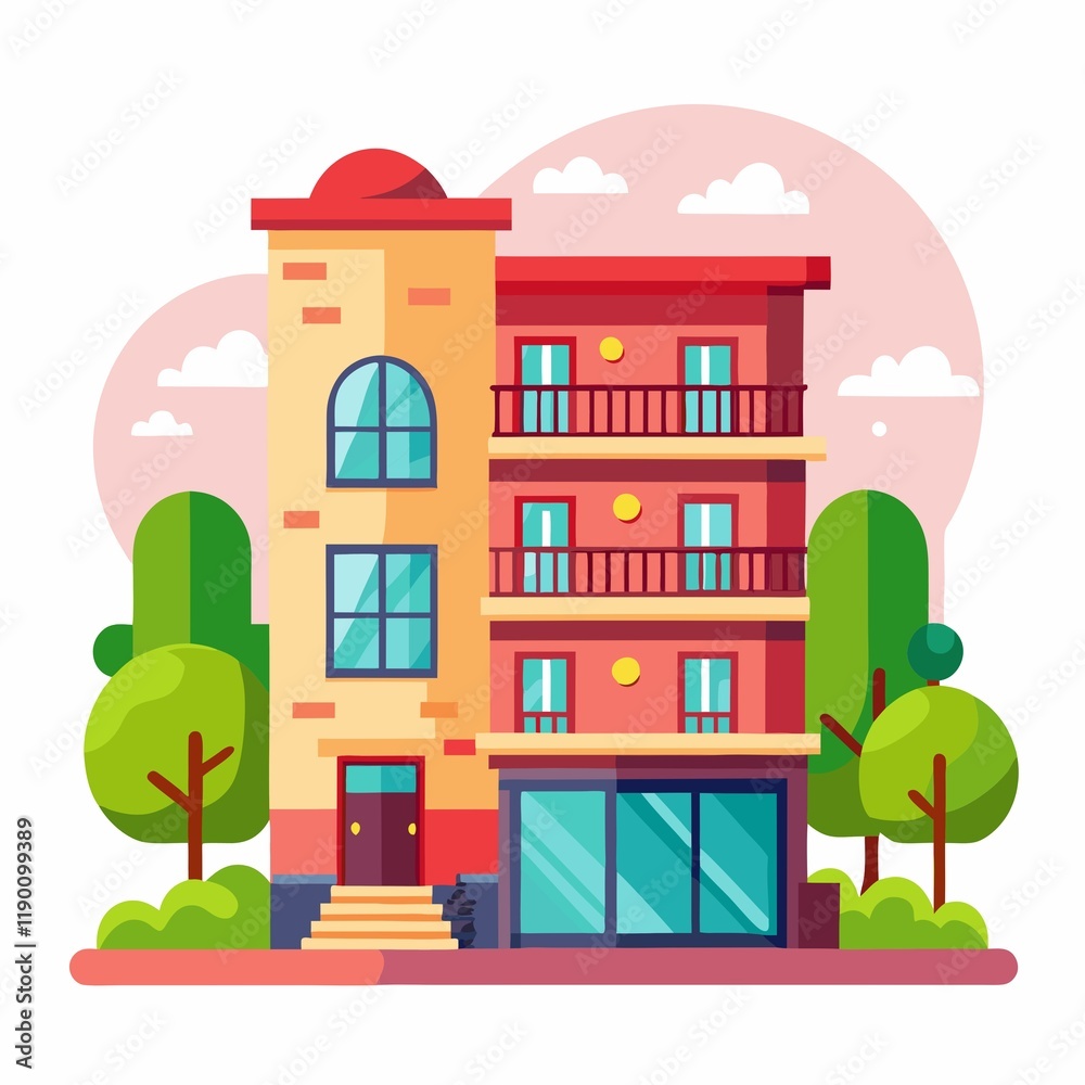 illustration of a building on white background