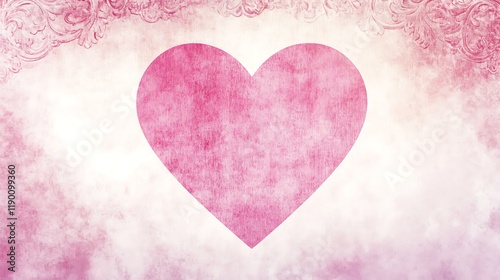 Pink Heart with Ornate Decorative Border Design