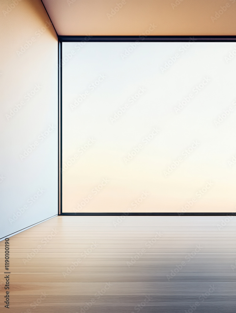 Fototapeta premium Modern minimalistic room with large window showcasing natural light and soft colors