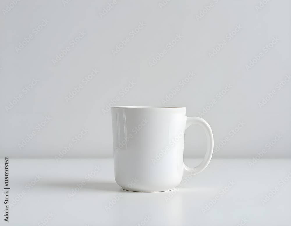 Obraz premium Blank White Coffee Mug on a White Surface