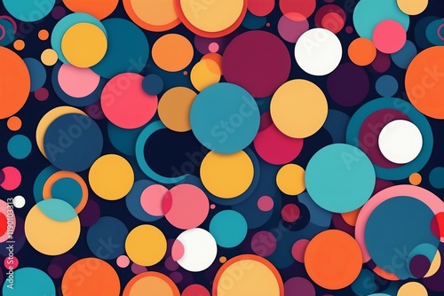 Abstract background with colorful circles and seamless pattern in a dark vibrant design photo