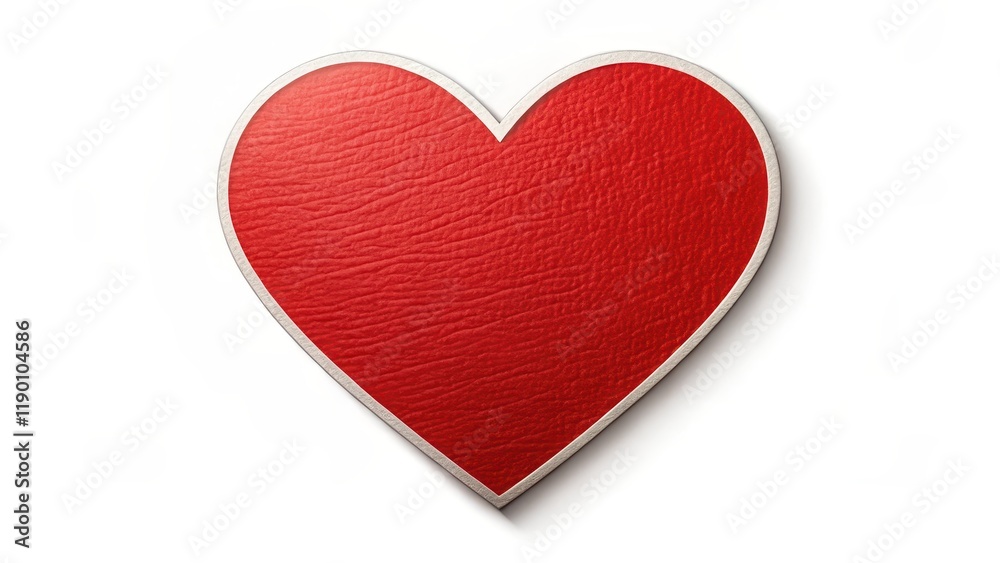 Fototapeta premium Red heart shape sticker isolated on white background with subtle texture and gradient effects , heart shape