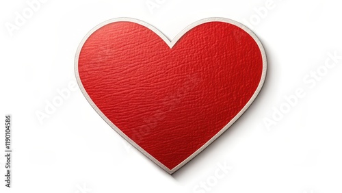 Red heart shape sticker isolated on white background with subtle texture and gradient effects , heart shape