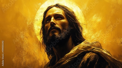 jesus christ portrait with golden paint