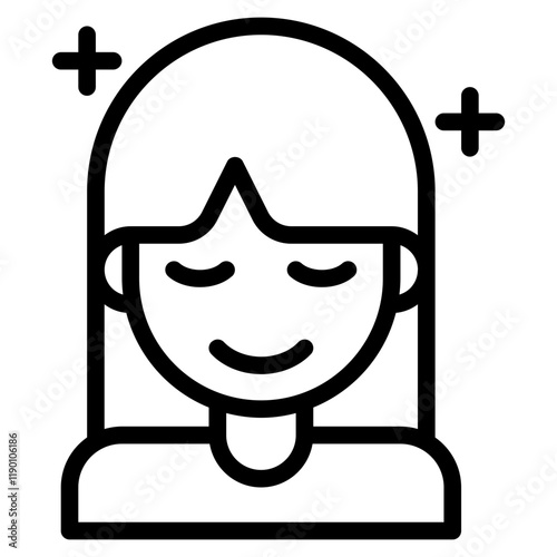 Happy Woman Icon with Closed Eyes
