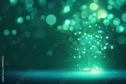 Glowing renewable energy digital tree futuristic environment art and technology night scene inspirational concept
