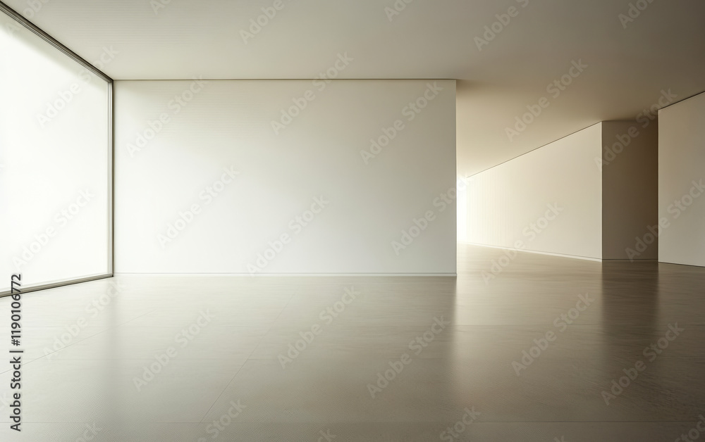 Fototapeta premium Spacious modern interior with minimalist design and natural light entering from the side