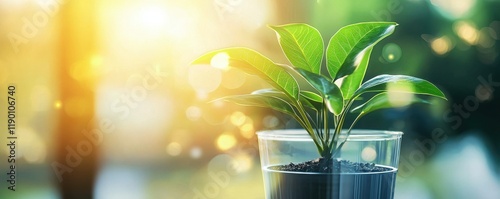 Innovative workspace with digital interface showcasing nature's growth indoor plant care modern office bright environment close-up view