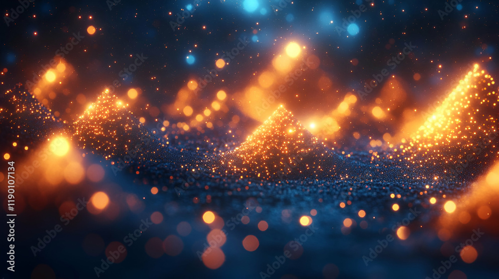 Naklejka premium Luminous Abstract Background with Glowing Particles and Dynamic Waves