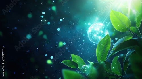 Glowing network of life enchanted forest visual art lush environment upward view ecosystem concept