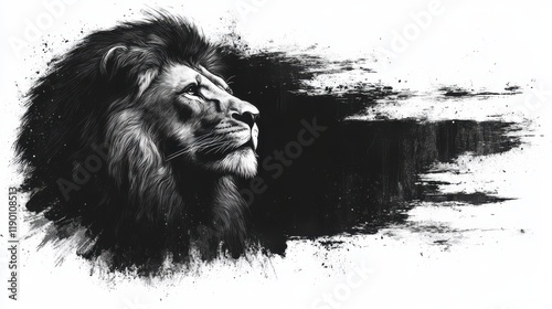 jesus the lion of judah lion head with cross and grunge background vector illustration in black and white