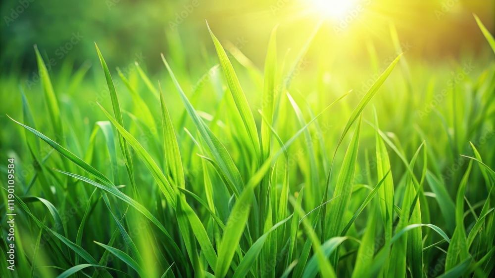 Fototapeta premium Lush green grass texture with subtle blades and stems, perfect for outdoor or nature backgrounds, stems