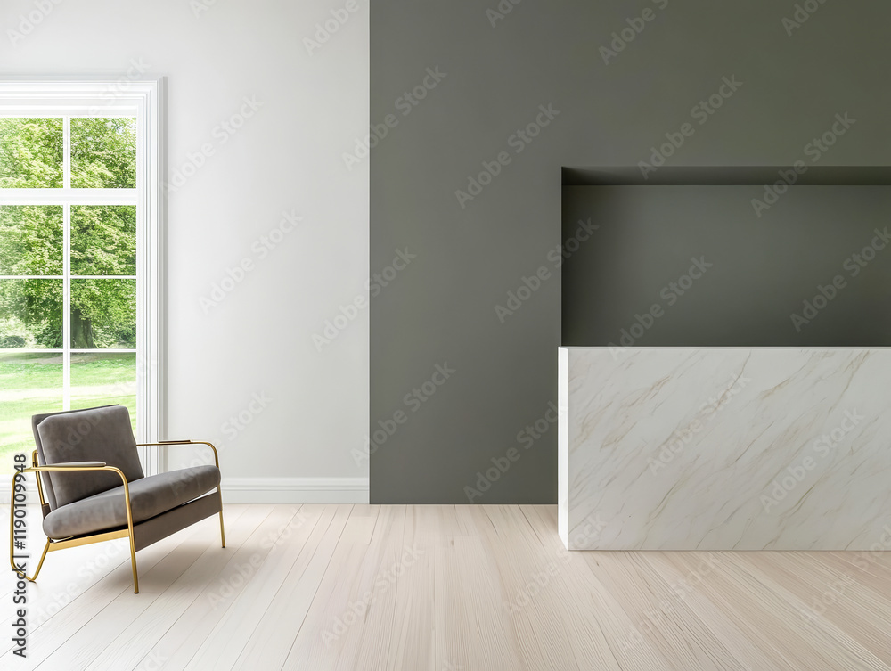 Fototapeta premium Modern minimalist interior design showcases elegance of simplicity in a bright room