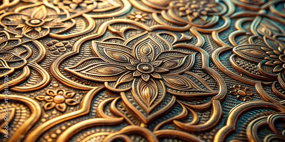 Obraz premium Close-up view of a metallic material with intricate details and patterns
