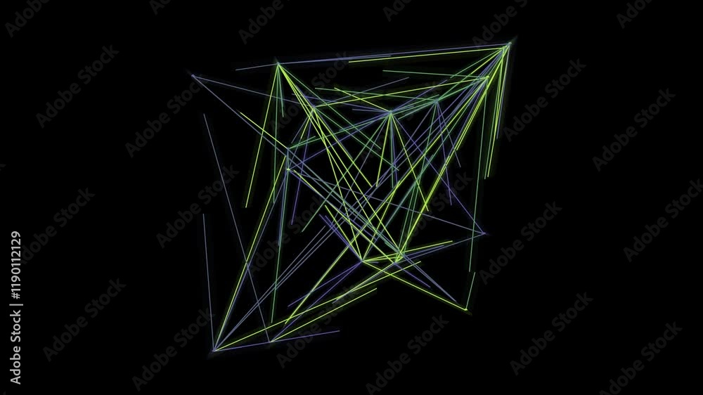 An abstract sci fi node network motion graphic design element.