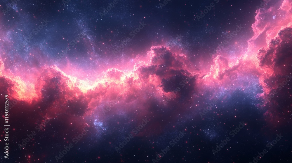 Naklejka premium Nebula with pink and purple colors in outer space