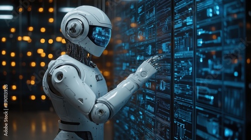 man using tools ai technology smart robot science and artificial intelligence technology and innovation futuristic and global connection for providing access to information and data online networ