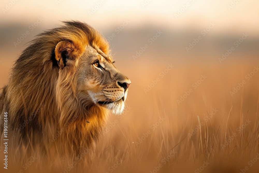 Majestic wildlife adventure lion in nature's golden light Majestic wildlife adventure lion in nature's golden light