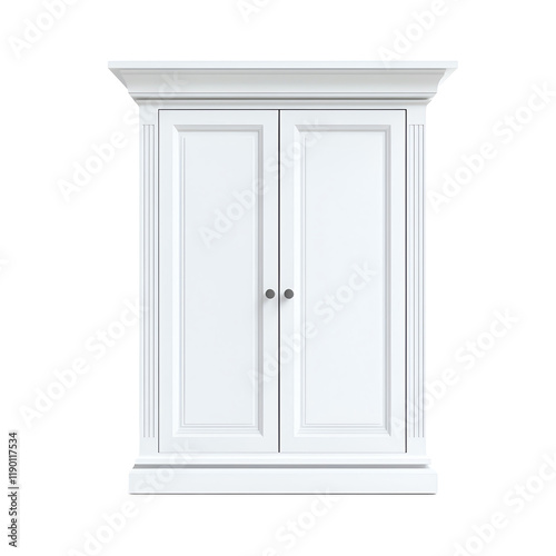 Elegant white cabinet with two doors  perfect for modern interior decor.