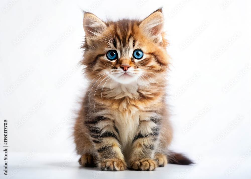 Adorable fluffy kitten on a pristine white background; a perfect pet photography shot. Adorable fluffy kitten on a pristine white background; a perfect pet photography shot.
