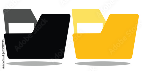 File folder icon set. Documents for computer. File folders with data in flat style. Mail symbol, Computer file folder symbol in flat style, Business document folder icon. Vector illustration