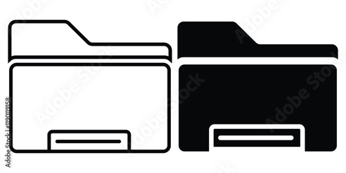 computer file folder icon. Document, attachment, folder, page icon symbol. Archive storage icon. Vector illustration.