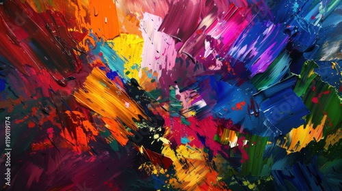 Wallpaper Mural a explosive burst of vivid hues and energetic strokes, white space in the center of the page for text, bold and expressive colors against a backdrop of creative chaos Torontodigital.ca