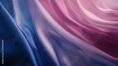 Dark blue and purple silk satin fabric transitioning to soft pink tones, with a gradient effect that adds depth and elegance to the silky smooth background.