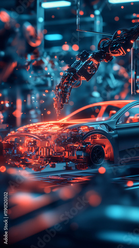 AI-enhanced manufacturing system for detecting quality issues in automotive assembly lines.