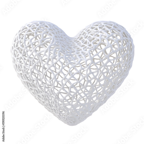 Intricate white heart sculpture on a white isolated background photo