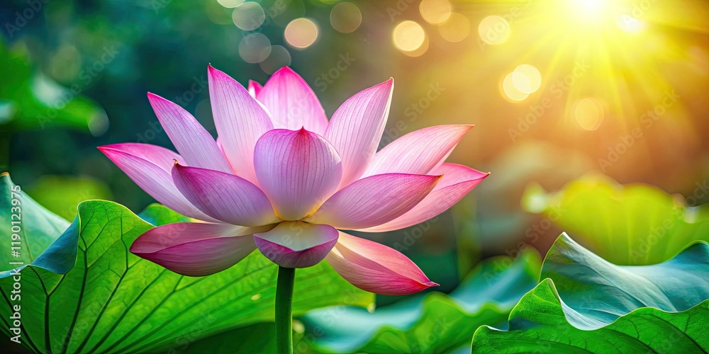 Obraz premium Dreamy pink lotus bokeh: a stunning floral image, soft focus background, captivating beauty.