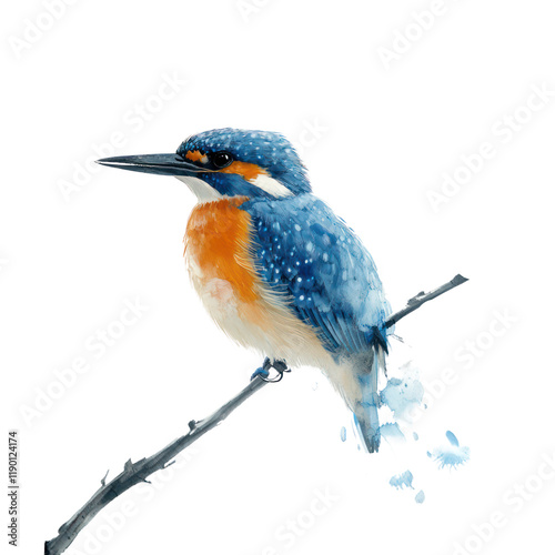 Vibrant Kingfisher Watercolor Art: A Stunning Avian Masterpiece photo